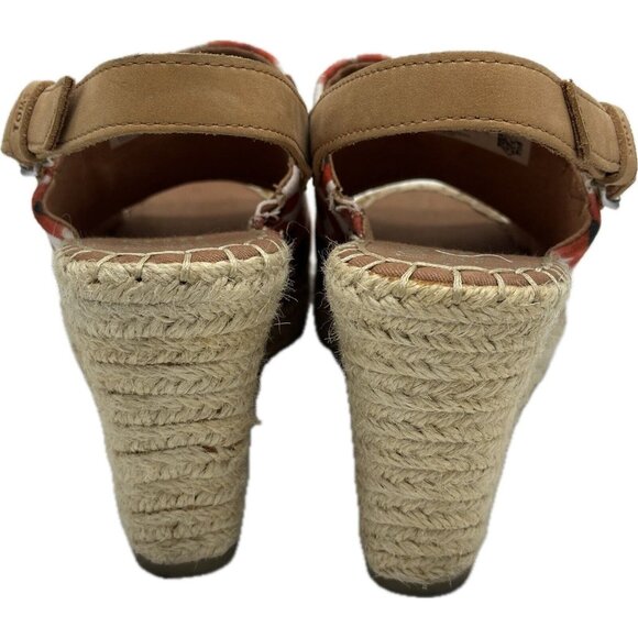 TOMS Sandals Womens 8 Monica Poppy Casual Slingback Wedge Red Floral 10013451 - Picture 5 of 8